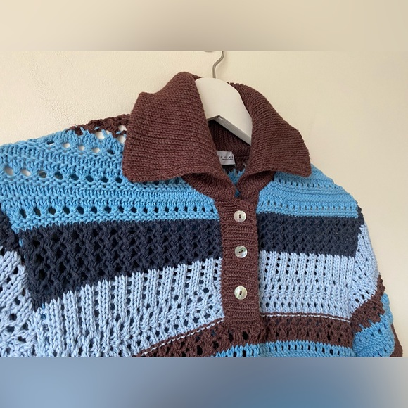 Zara crochet short sleeve striped top - Picture 6 of 12